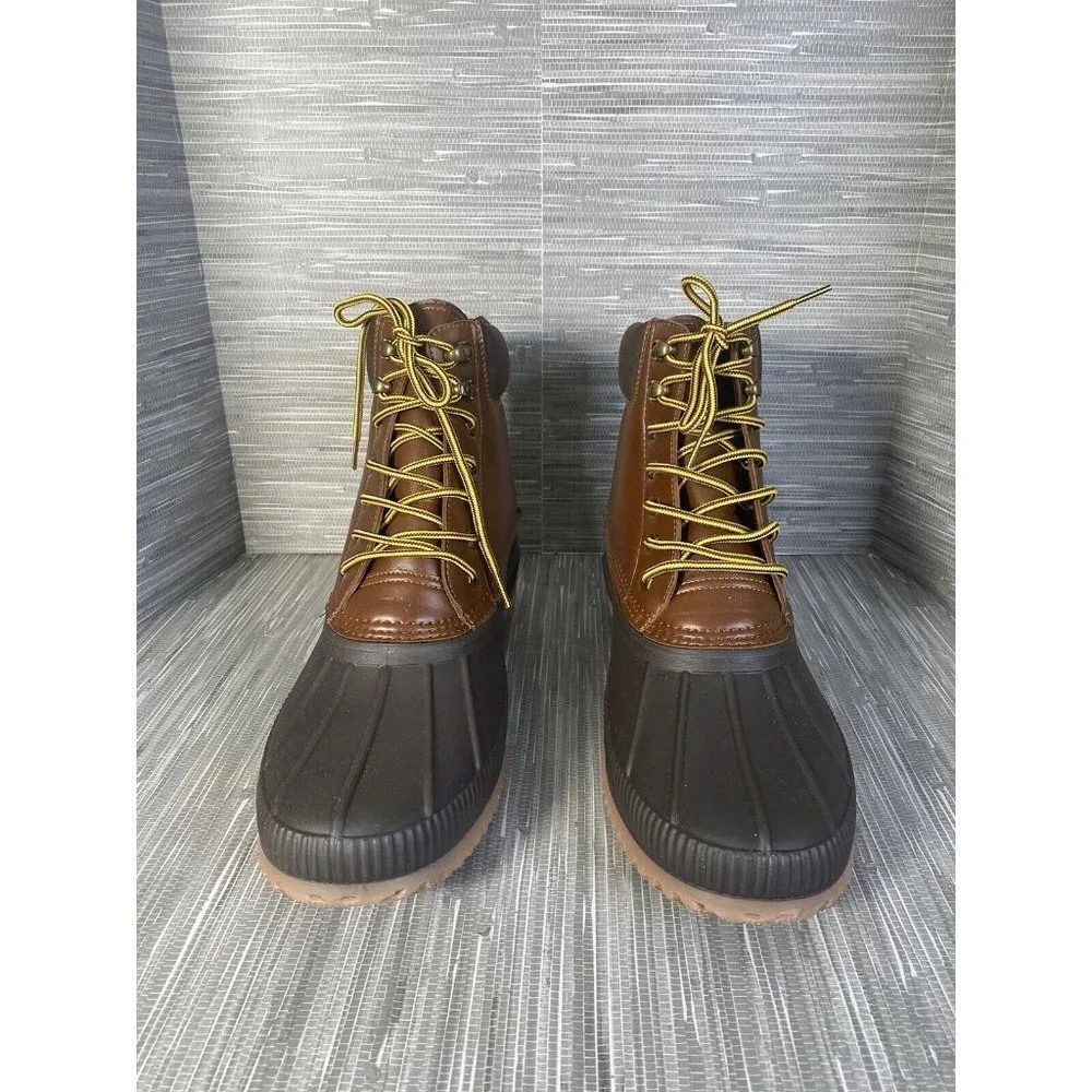 Tommy Hilfiger Mens Collins 2 Duck Rain Boots Brown Lace Up Padded Collar 13 New